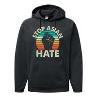 Stop Asian Hate Vintage Protest Fist Performance Fleece Hoodie