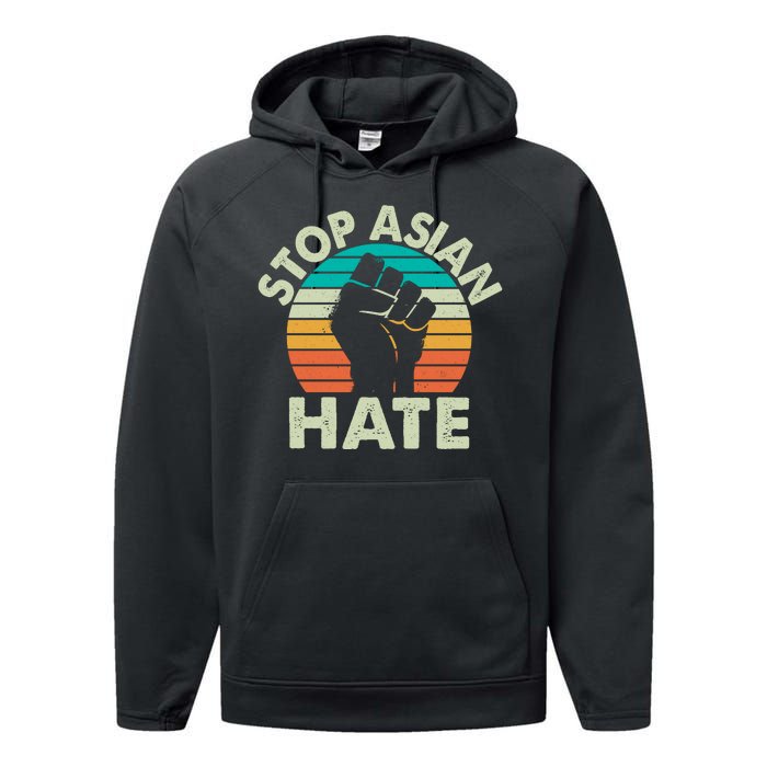 Stop Asian Hate Vintage Protest Fist Performance Fleece Hoodie