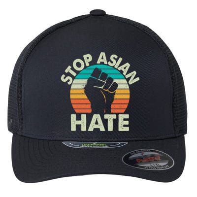 Stop Asian Hate Vintage Protest Fist Flexfit Unipanel Trucker Cap