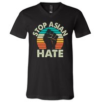 Stop Asian Hate Vintage Protest Fist V-Neck T-Shirt