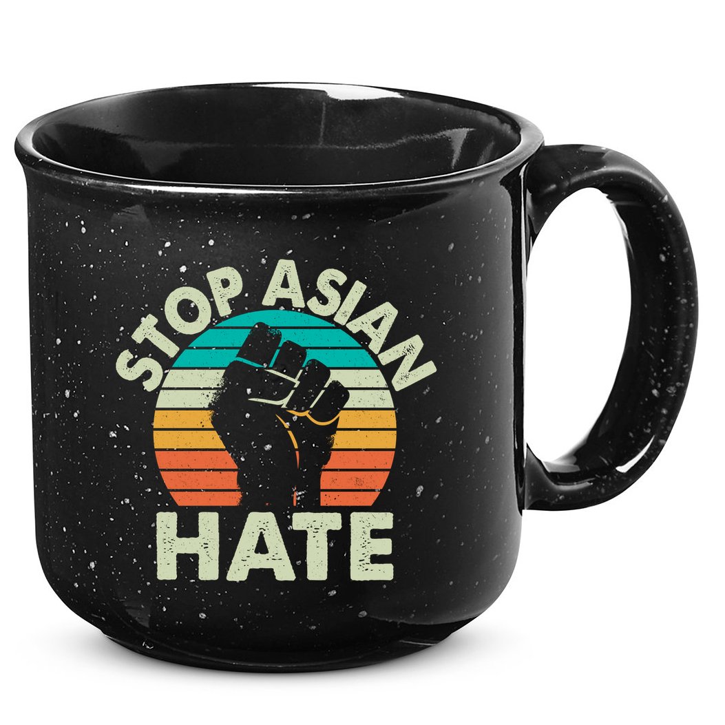 Stop Asian Hate Vintage Protest Fist 15oz Campfire Ceramic Mug