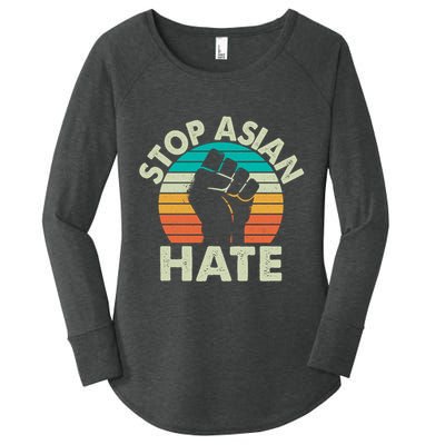 Stop Asian Hate Vintage Protest Fist Women's Perfect Tri Tunic Long Sleeve Shirt
