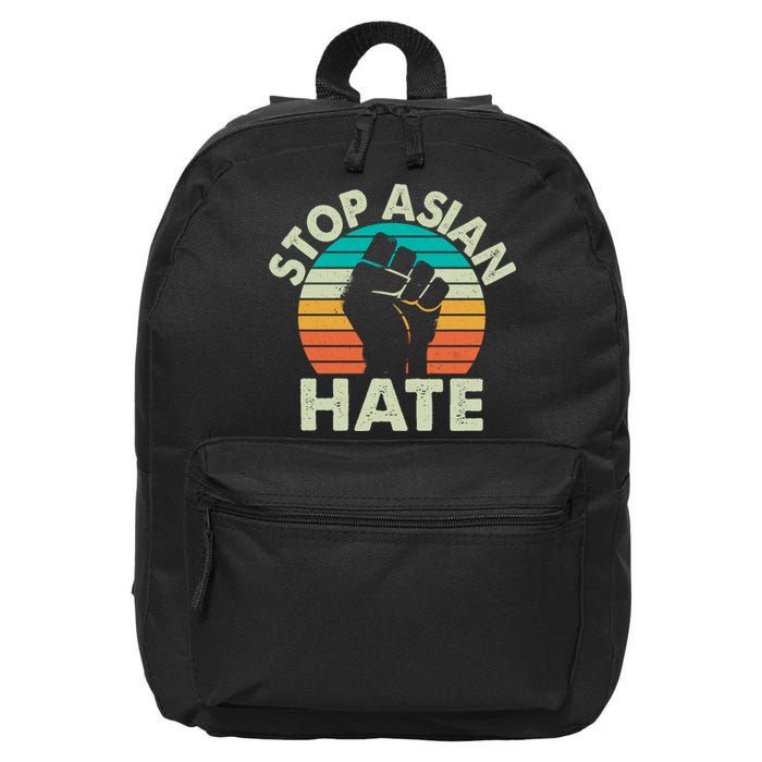 Stop Asian Hate Vintage Protest Fist 16 in Basic Backpack