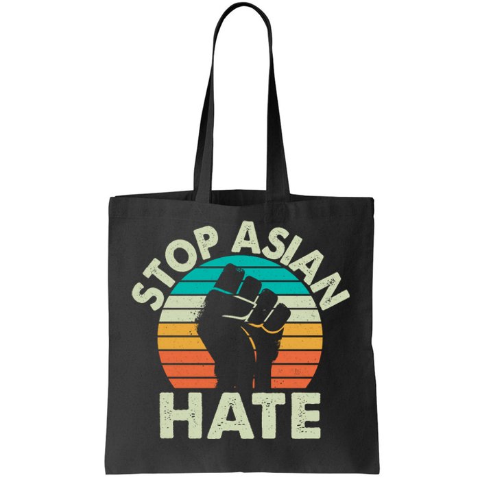 Stop Asian Hate Vintage Protest Fist Tote Bag