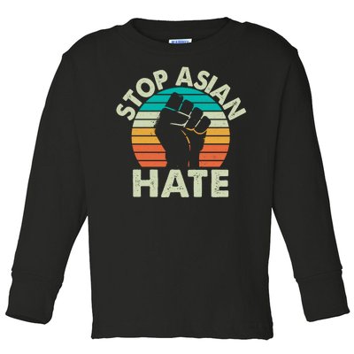 Stop Asian Hate Vintage Protest Fist Toddler Long Sleeve Shirt