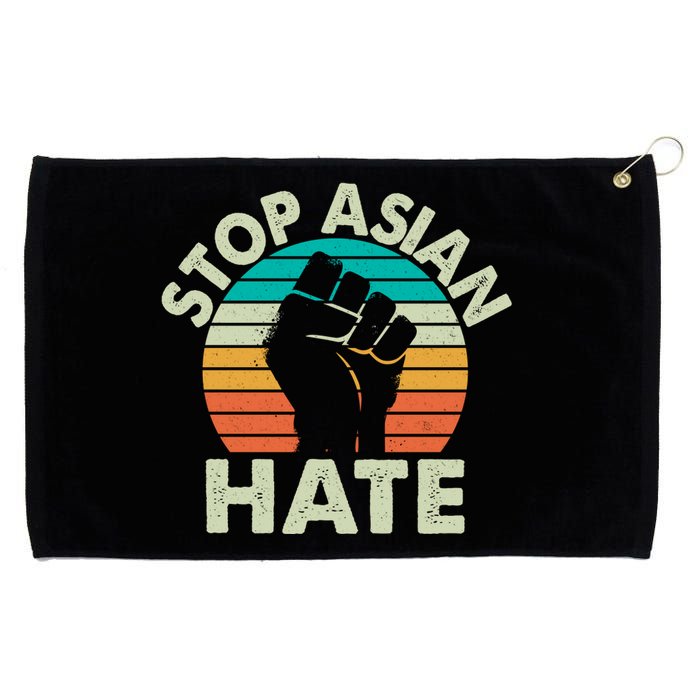 Stop Asian Hate Vintage Protest Fist Grommeted Golf Towel