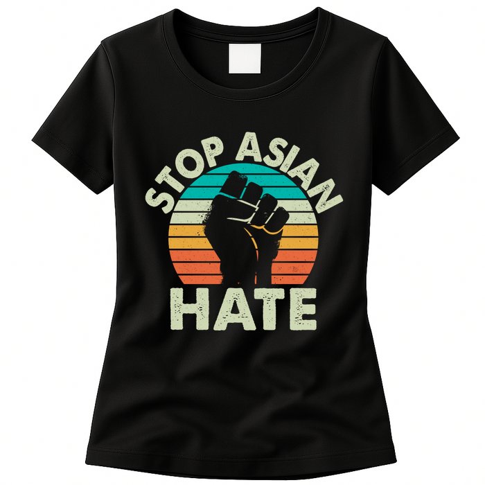 Stop Asian Hate Vintage Protest Fist Womens T-Shirt