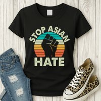 Stop Asian Hate Vintage Protest Fist Womens T-Shirt