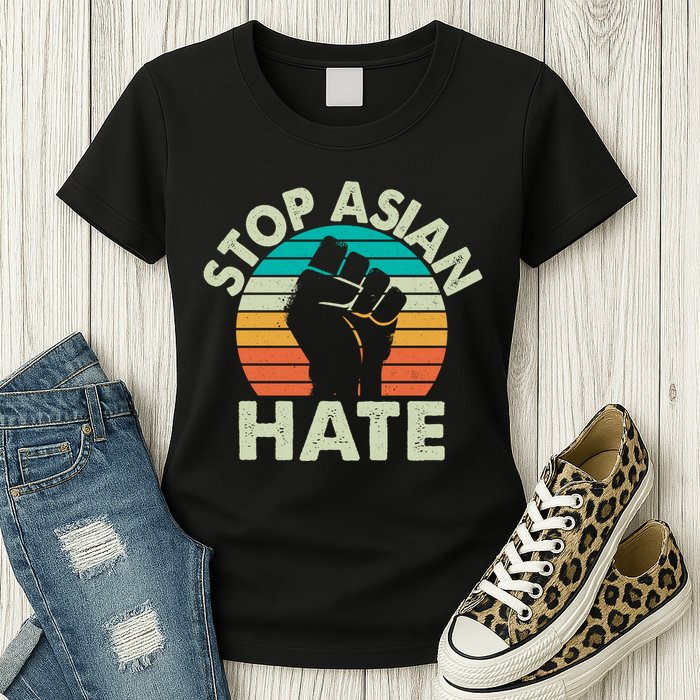 Stop Asian Hate Vintage Protest Fist Womens T-Shirt