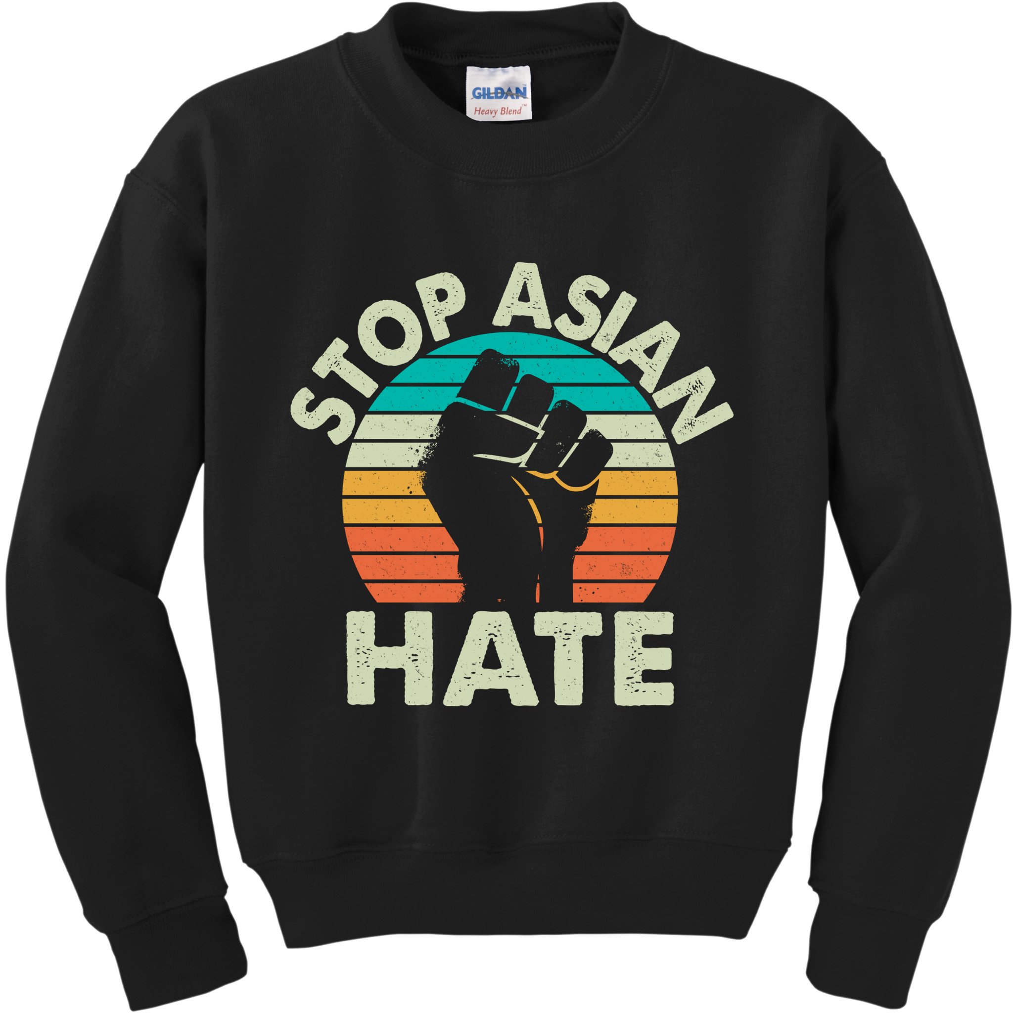 Stop Asian Hate Vintage Protest Fist Kids Sweatshirt