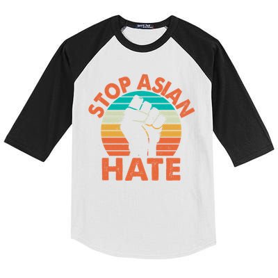 Stop Asian Hate Vintage Protest Fist Kids Colorblock Raglan Jersey