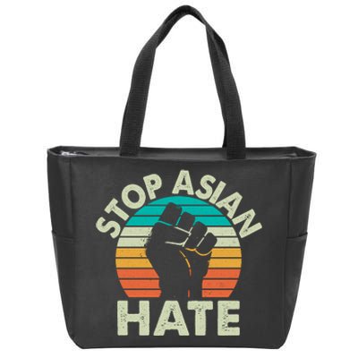 Stop Asian Hate Vintage Protest Fist Zip Tote Bag