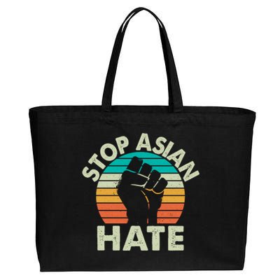 Stop Asian Hate Vintage Protest Fist Cotton Canvas Jumbo Tote