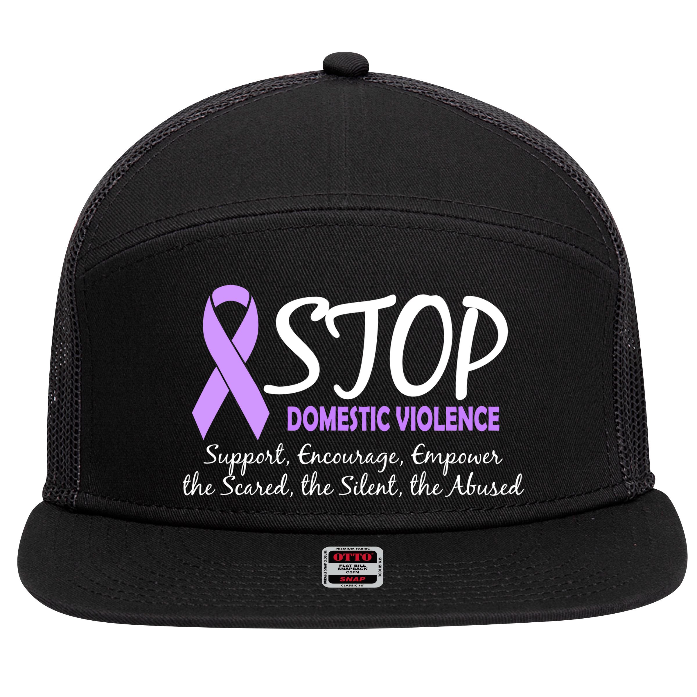 Stop Domestic Violence 7 Panel Mesh Trucker Snapback Hat