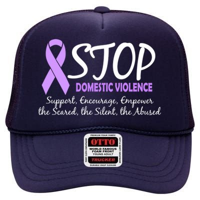 Stop Domestic Violence High Crown Mesh Back Trucker Hat