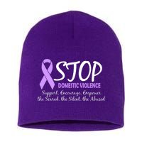 Stop Domestic Violence Short Acrylic Beanie