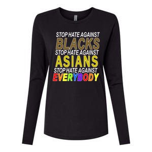 Stop Hate Against Blacks Against Asians and Everybody Else Womens Cotton Relaxed Long Sleeve T-Shirt