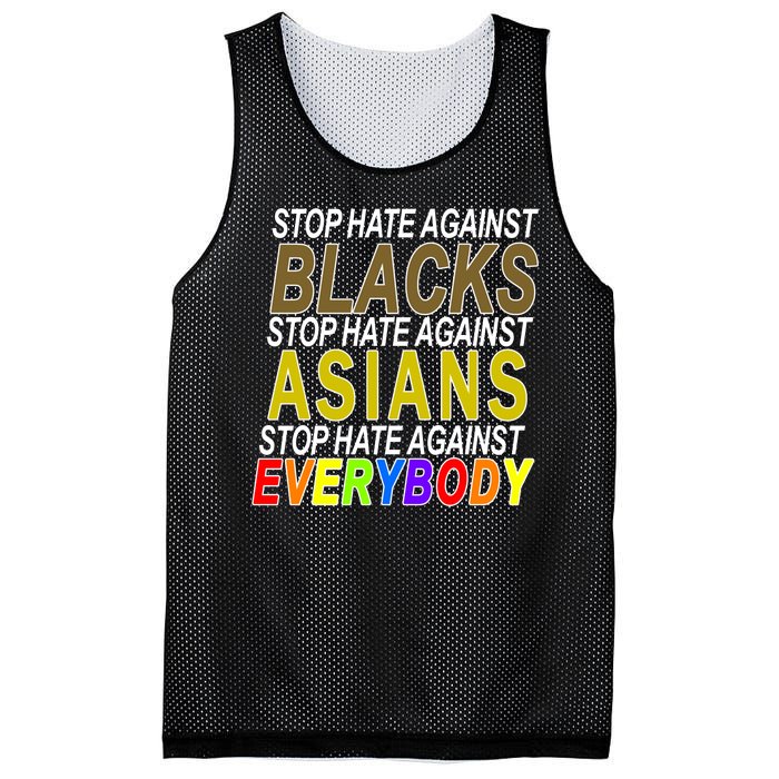 Stop Hate Against Blacks Against Asians and Everybody Else Mesh Reversible Basketball Jersey Tank