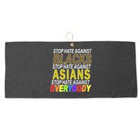 Stop Hate Against Blacks Against Asians and Everybody Else Large Microfiber Waffle Golf Towel