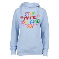 Stop Hate Be Kind Womens Funnel Neck Pullover Hood