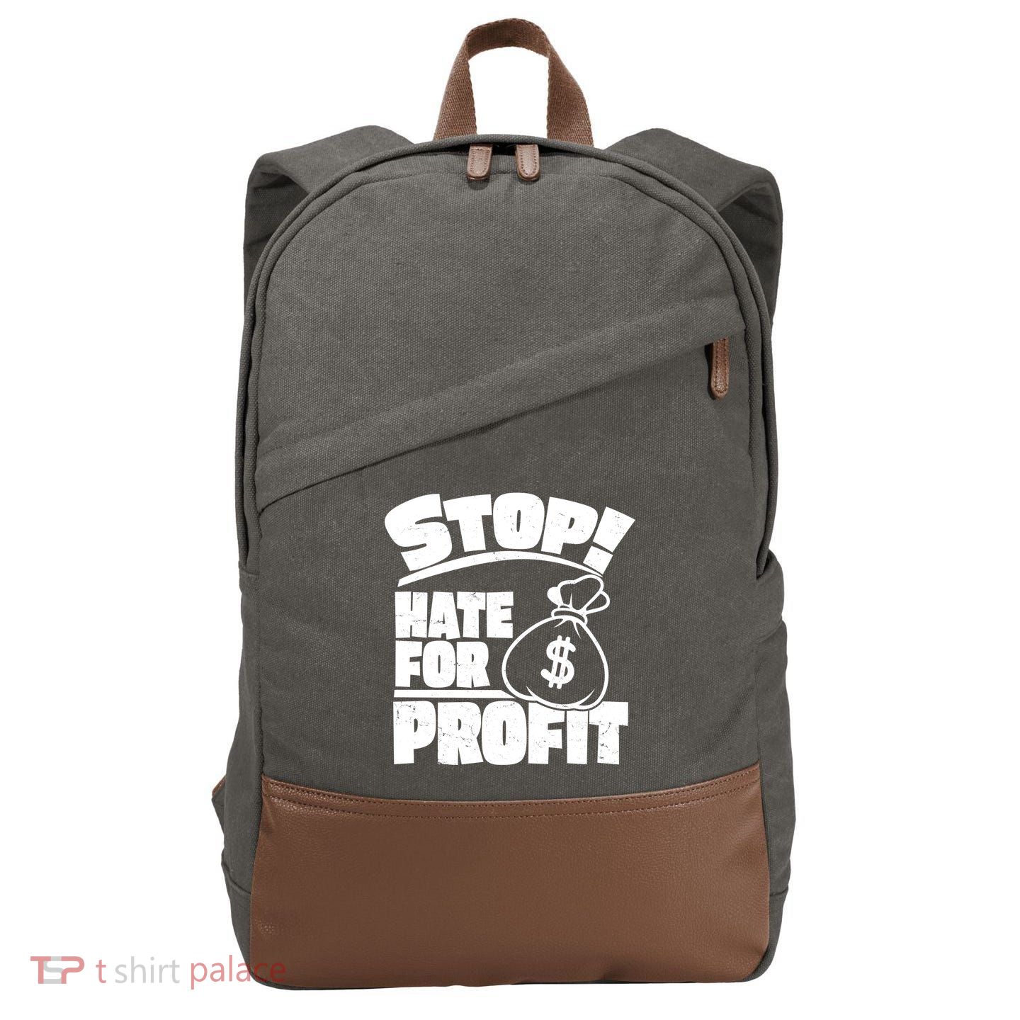Stop Hate for Profit Money Bag Cotton Canvas Backpack