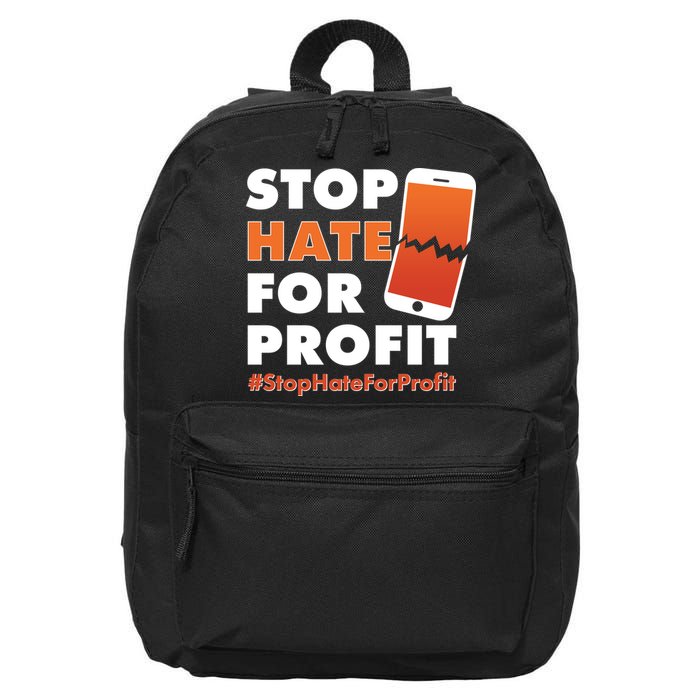 Stop Hate for Profit #StopHateForProfit Cracked Cell Phone 16 in Basic Backpack