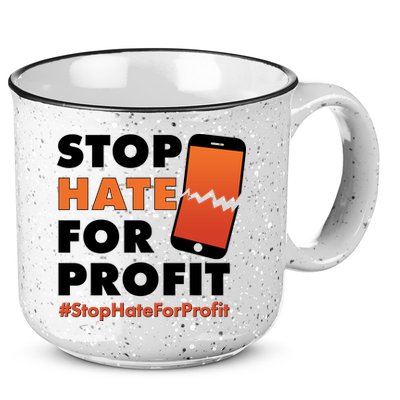Stop Hate for Profit #StopHateForProfit Cracked Cell Phone 15oz Campfire Ceramic Mug