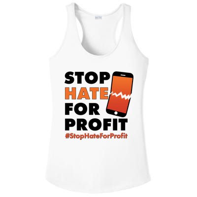 Stop Hate for Profit #StopHateForProfit Cracked Cell Phone Ladies PosiCharge Competitor Racerback Tank