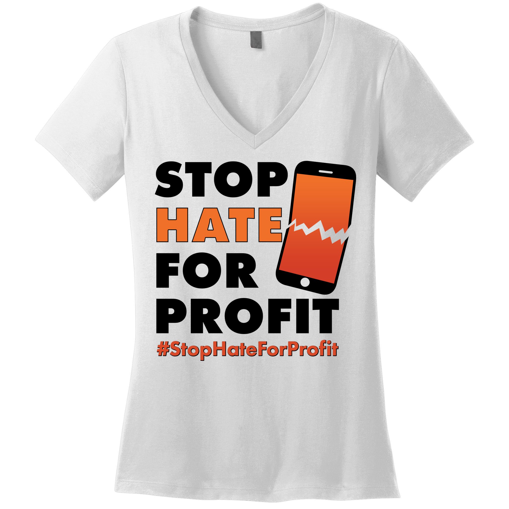 Stop Hate for Profit #StopHateForProfit Cracked Cell Phone Women's V-Neck T-Shirt