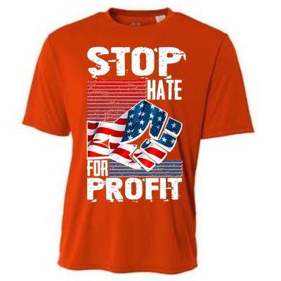 Stop Hate for Profit USA Flag Fist Cooling Performance Crew T-Shirt