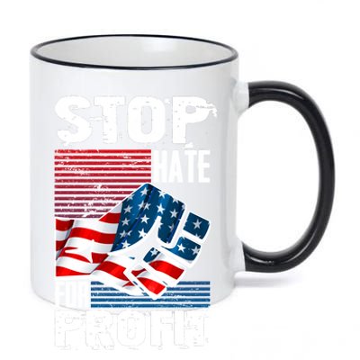 Stop Hate for Profit USA Flag Fist 11oz Black Color Changing Mug