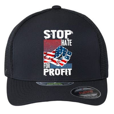 Stop Hate for Profit USA Flag Fist Flexfit Unipanel Trucker Cap