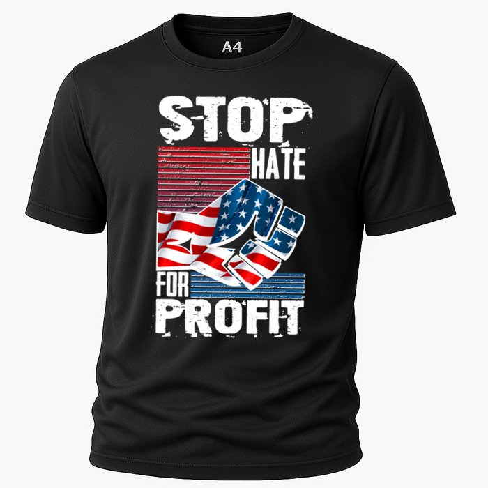 Stop Hate for Profit USA Flag Fist Cooling Performance Crew T-Shirt