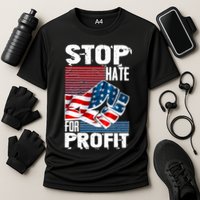 Stop Hate for Profit USA Flag Fist Cooling Performance Crew T-Shirt