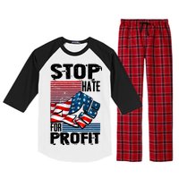 Stop Hate for Profit USA Flag Fist Raglan Sleeve Pajama Set