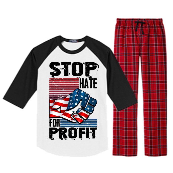 Stop Hate for Profit USA Flag Fist Raglan Sleeve Pajama Set