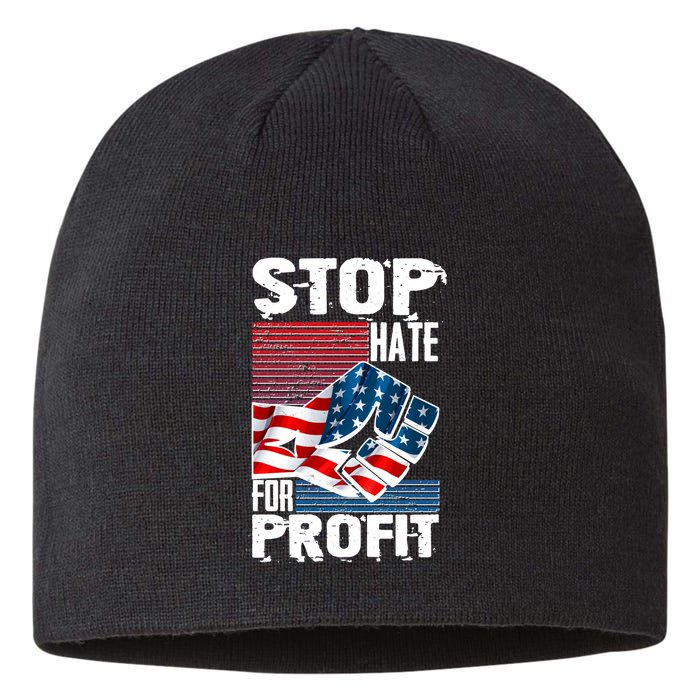 Stop Hate for Profit USA Flag Fist Sustainable Beanie