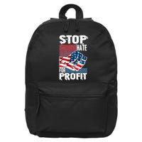 Stop Hate for Profit USA Flag Fist 16 in Basic Backpack