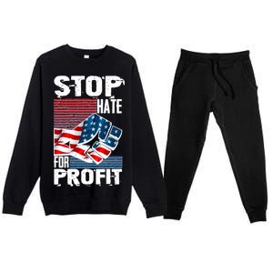 Stop Hate for Profit USA Flag Fist Premium Crewneck Sweatsuit Set