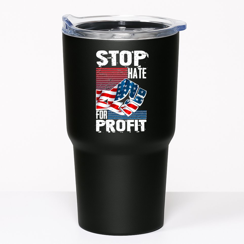 Stop Hate for Profit USA Flag Fist Tumbler