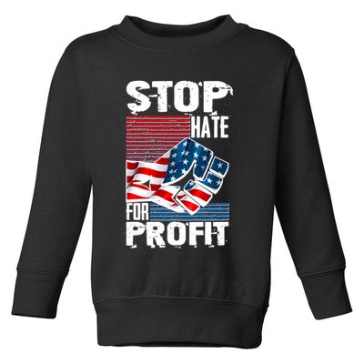 Stop Hate for Profit USA Flag Fist Toddler Sweatshirt