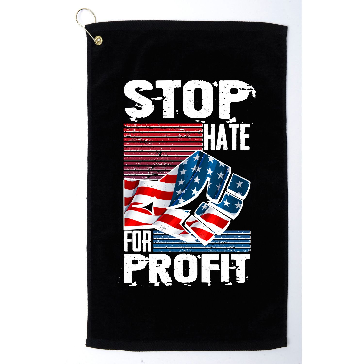 Stop Hate for Profit USA Flag Fist Golf Towel