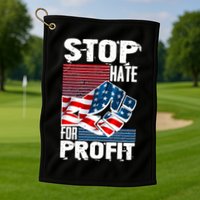 Stop Hate for Profit USA Flag Fist Golf Towel