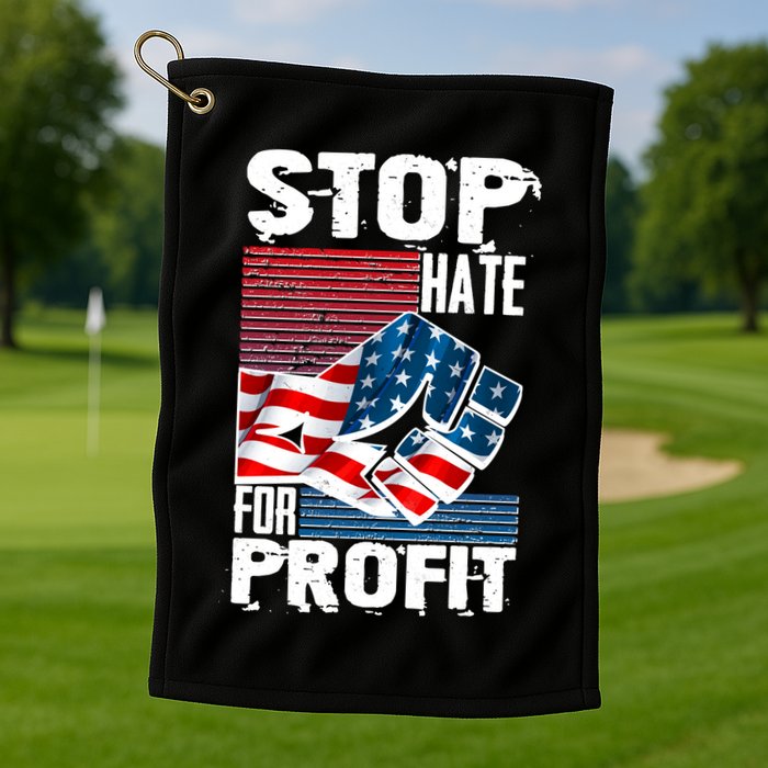 Stop Hate for Profit USA Flag Fist Golf Towel