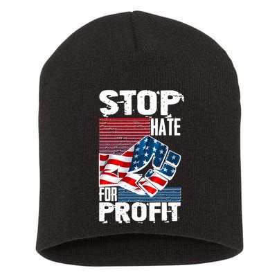 Stop Hate for Profit USA Flag Fist Short Acrylic Beanie