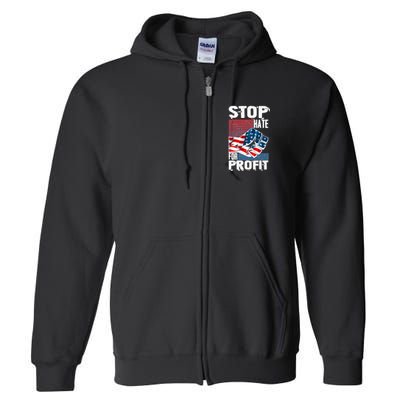 Stop Hate for Profit USA Flag Fist Full Zip Hoodie