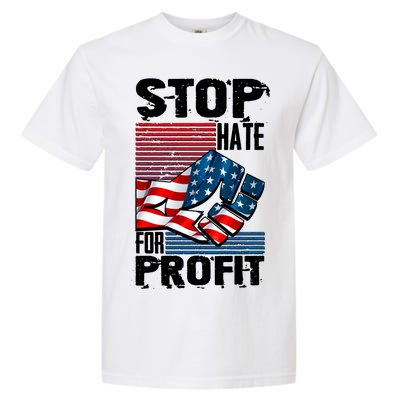 Stop Hate for Profit USA Flag Fist Garment-Dyed Heavyweight T-Shirt