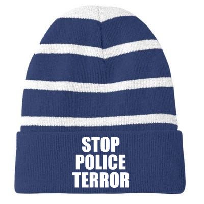 Stop Police Terror Striped Beanie with Solid Band