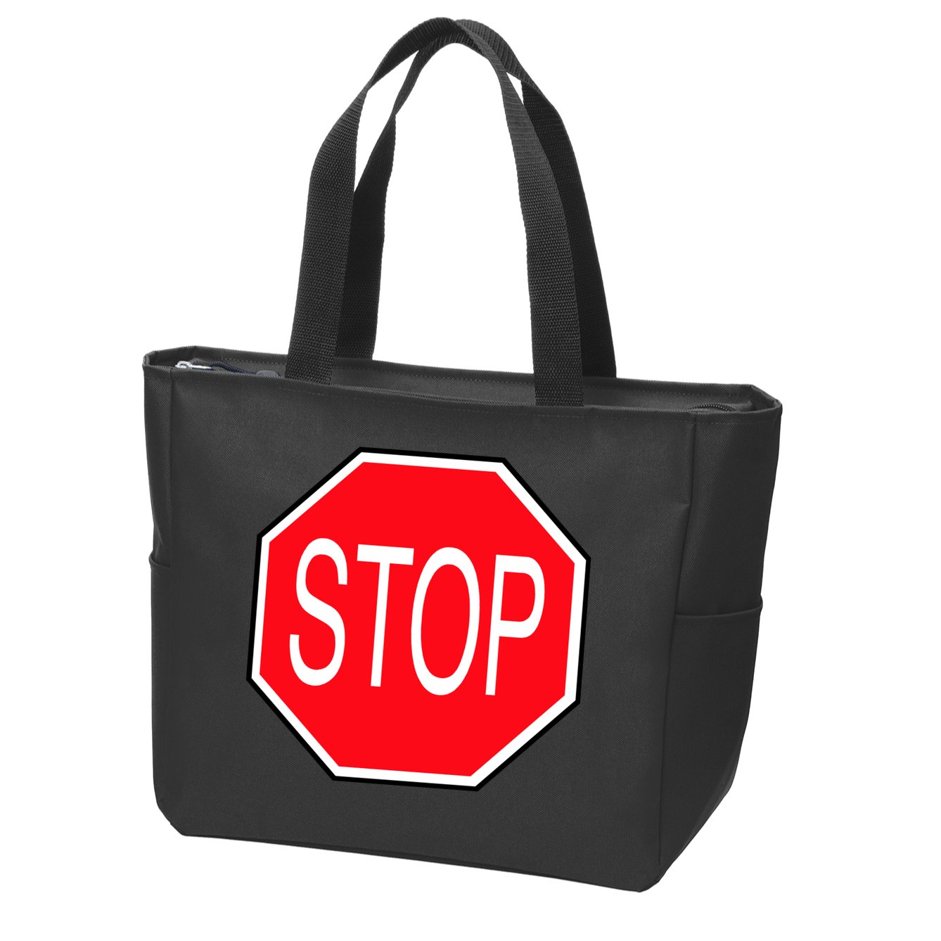 Stop Sign Zip Tote Bag