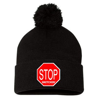 STOP Snitching Snitchin' Pom Pom 12in Knit Beanie